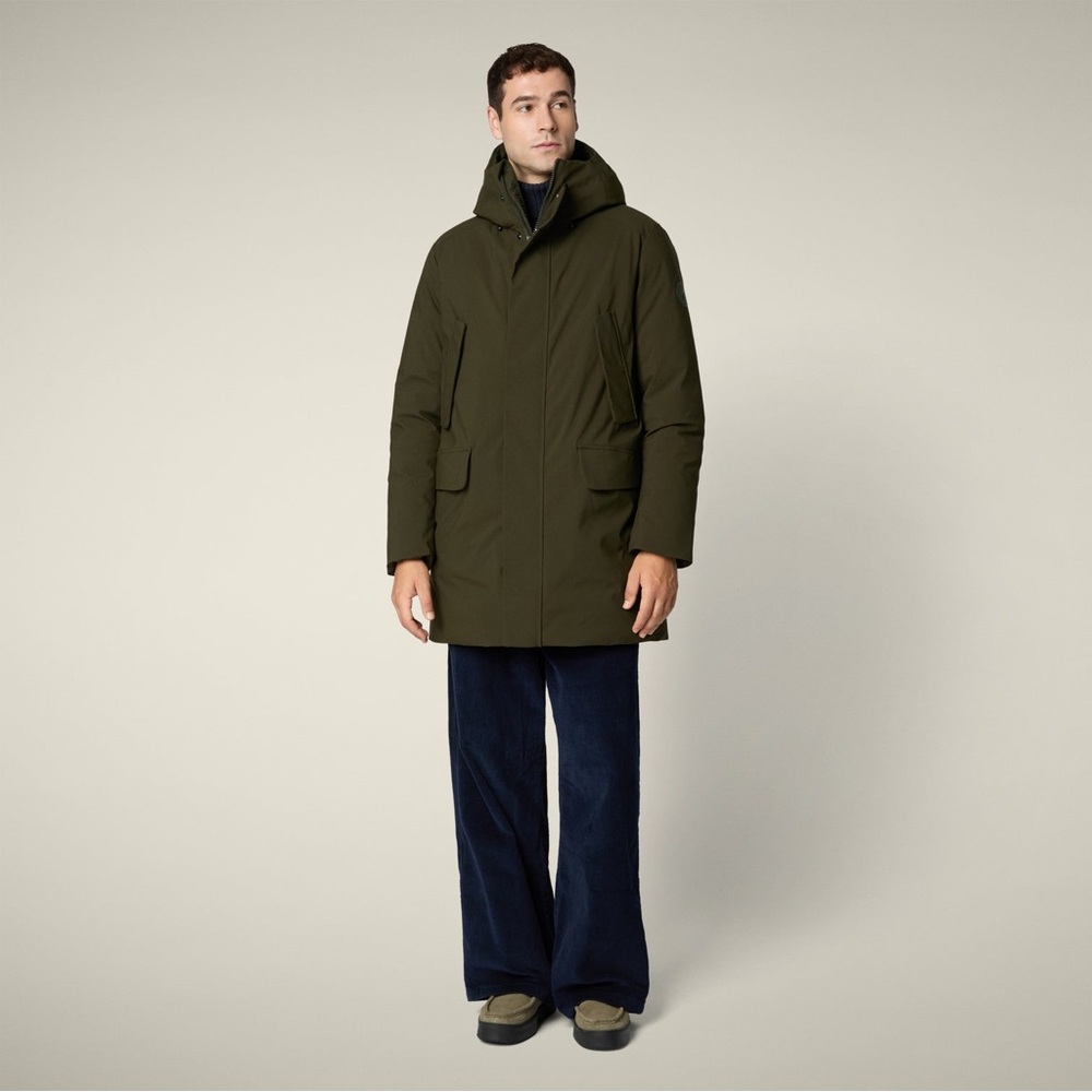 Save the Duck Men's Dark Green Hooded Puffer Jacket